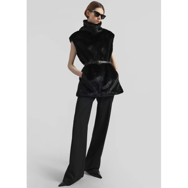 The Frankie Shop Blaire Funnel Neck Top – Black, view 2