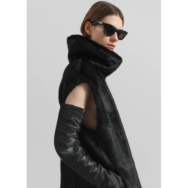 The Frankie Shop Blaire Funnel Neck Top – Black, view 3