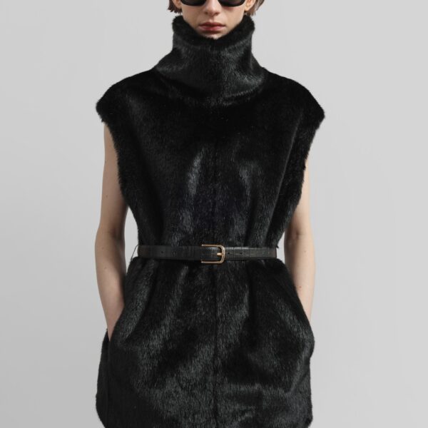 The Frankie Shop Blaire Funnel Neck Top - Black - Oversized Minimalist Tops in Black - Shop at Coveti