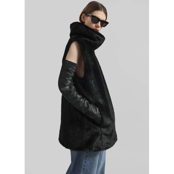 The Frankie Shop Blaire Funnel Neck Top – Black, view 6