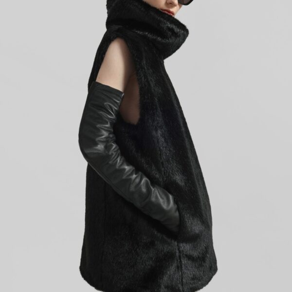 The Frankie Shop Blaire Funnel Neck Top - Black - Oversized Minimalist Tops in Black - Shop at Coveti