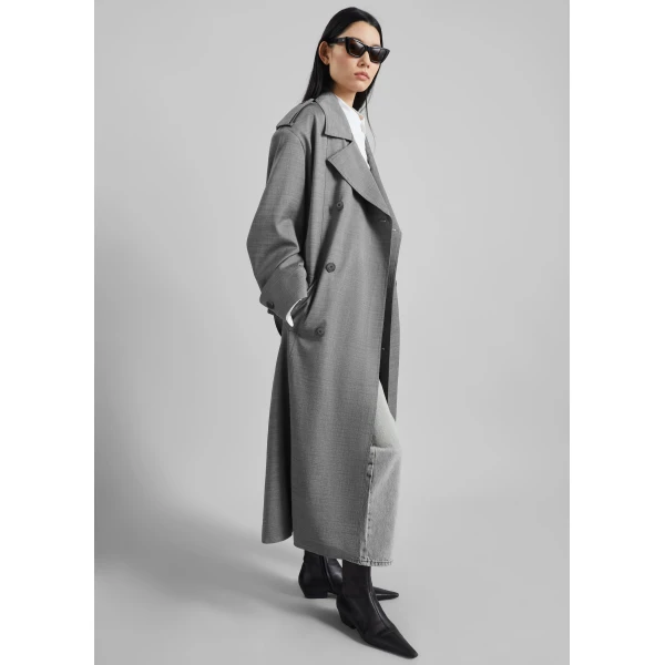 The Frankie Shop Bleecker Trench Coat – Grey Melange, view 2