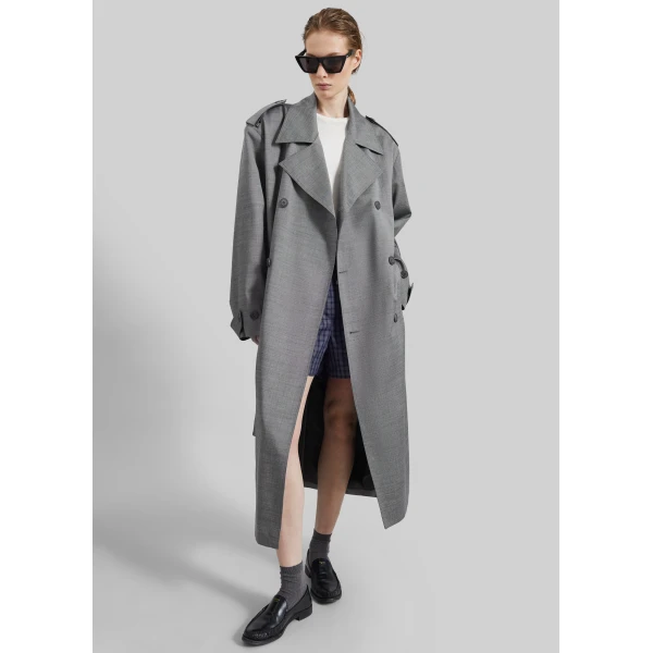 The Frankie Shop Bleecker Trench Coat – Grey Melange, view 4