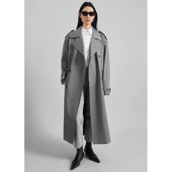 The Frankie Shop Bleecker Trench Coat – Grey Melange, view 6