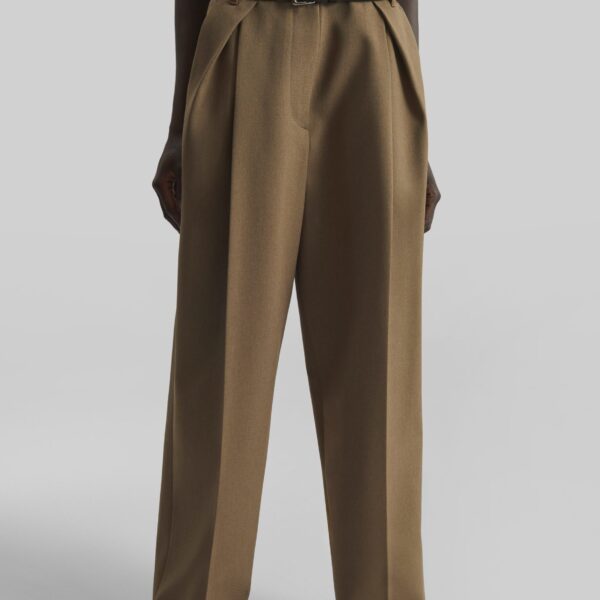 The Frankie Shop Blerick Belted Trousers - Camel - Oversized Minimalist Pants in Beige - Shop at Coveti