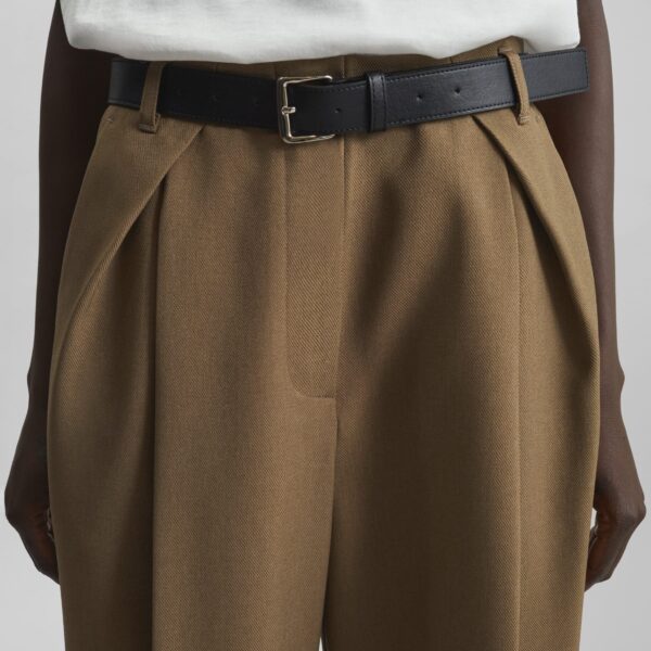The Frankie Shop Blerick Belted Trousers - Camel - Oversized Minimalist Pants in Beige - Shop at Coveti