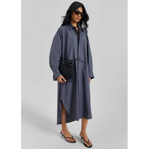 The Frankie Shop Bloom Organic Cotton Shirt Dress – Charcoal, view 2
