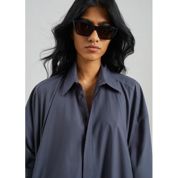 The Frankie Shop Bloom Organic Cotton Shirt Dress – Charcoal, view 4