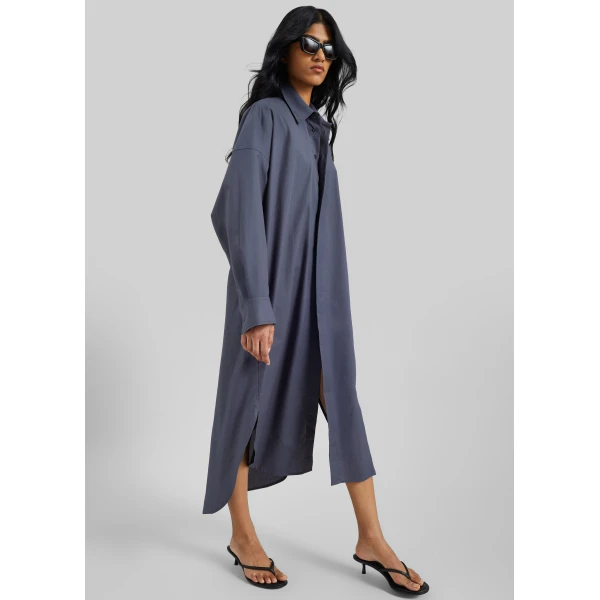 The Frankie Shop Bloom Organic Cotton Shirt Dress – Charcoal, view 5