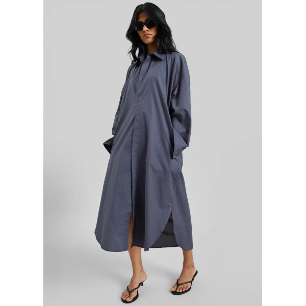The Frankie Shop Bloom Organic Cotton Shirt Dress – Charcoal, view 6