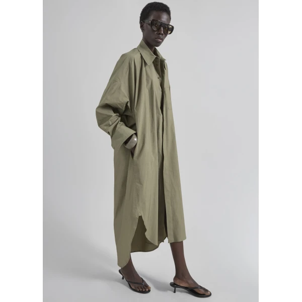 The Frankie Shop Bloom Organic Cotton Shirt Dress – Olive, view 2