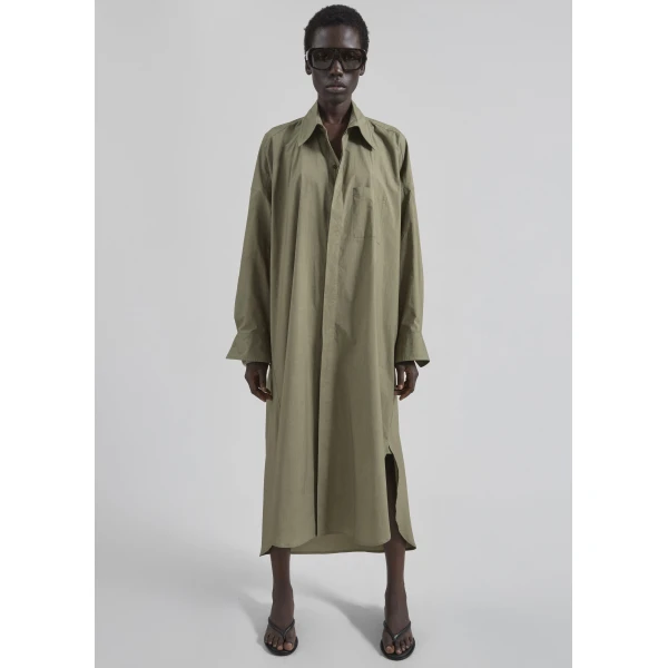 The Frankie Shop Bloom Organic Cotton Shirt Dress – Olive, view 3