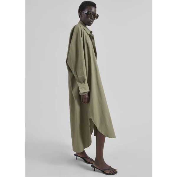 The Frankie Shop Bloom Organic Cotton Shirt Dress – Olive, view 4