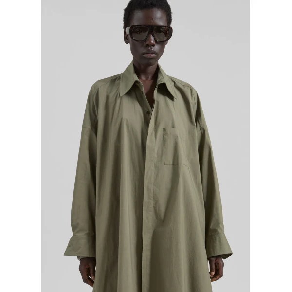 The Frankie Shop Bloom Organic Cotton Shirt Dress – Olive, view 5