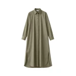 The Frankie Shop Bloom Organic Cotton Shirt Dress - Olive - Oversized Minimalist Dresses in Green - Shop at Coveti