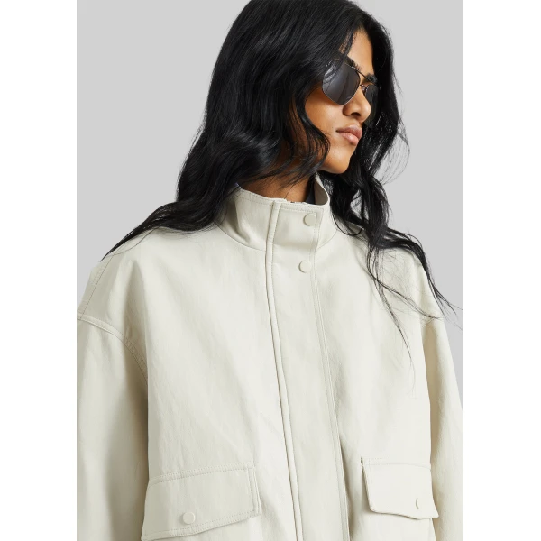 The Frankie Shop Brasov Bubble-Hem Jacket – Light Beige, view 6