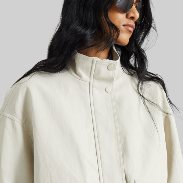 The Frankie Shop Brasov Bubble-Hem Jacket - Light Beige - Oversized Minimalist Jackets in Beige - Shop at Coveti