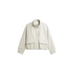The Frankie Shop Brasov Bubble-Hem Jacket - Light Beige - Oversized Minimalist Jackets in Beige - Shop at Coveti