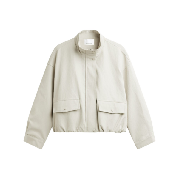 The Frankie Shop Brasov Bubble-Hem Jacket - Light Beige - Oversized Minimalist Jackets in Beige - Shop at Coveti