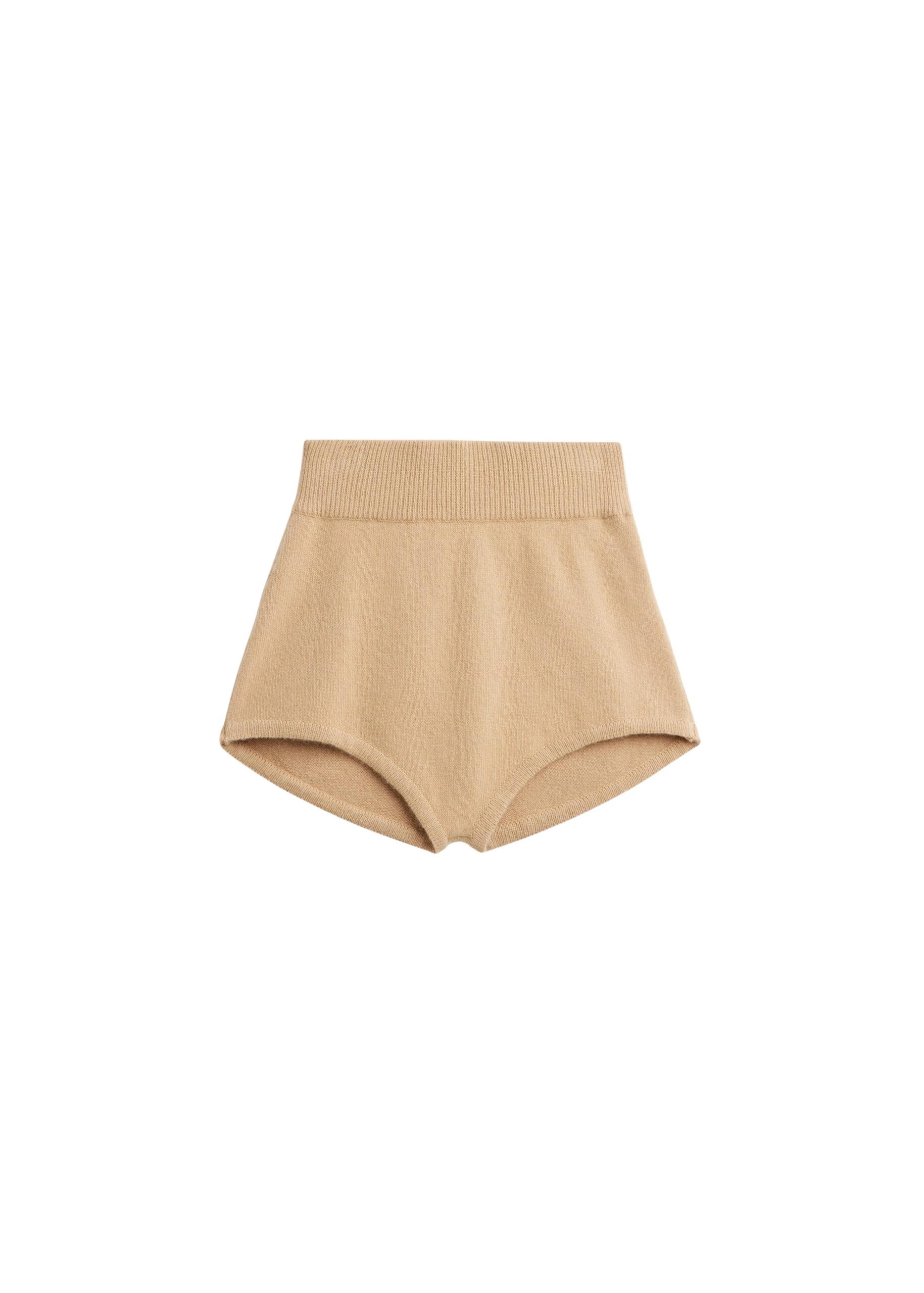 The Frankie Shop Bresica Knit Hot Pants - Camel - Oversized Minimalist Shorts in Beige - Shop at Coveti