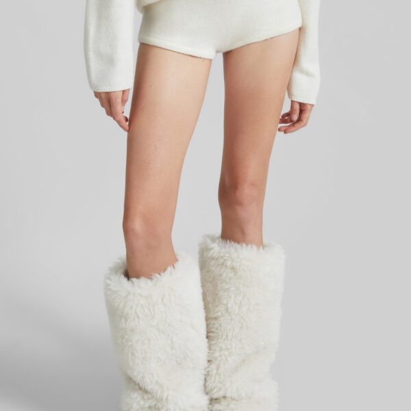The Frankie Shop Bresica Knit Hot Pants - Ivory - Oversized Minimalist Shorts in Ivory - Shop at Coveti