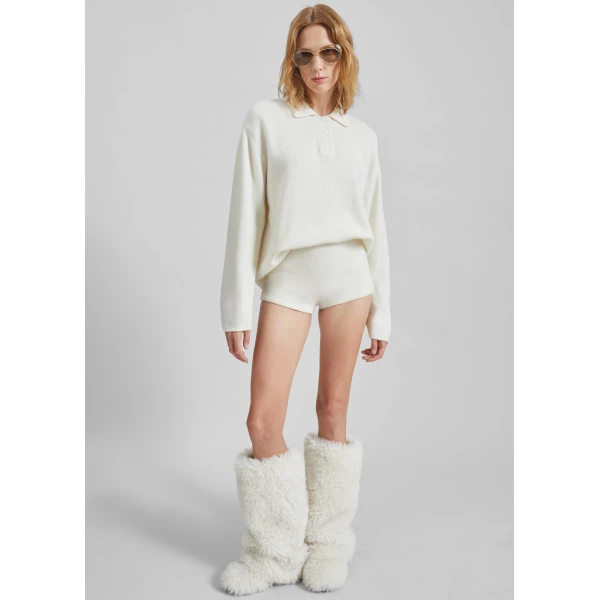 The Frankie Shop Bresica Knit Hot Pants – Ivory, view 3