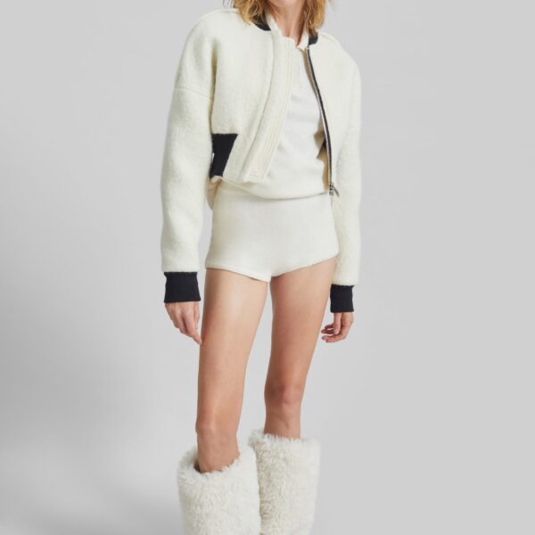 The Frankie Shop Bresica Knit Hot Pants - Ivory - Oversized Minimalist Shorts in Ivory - Shop at Coveti