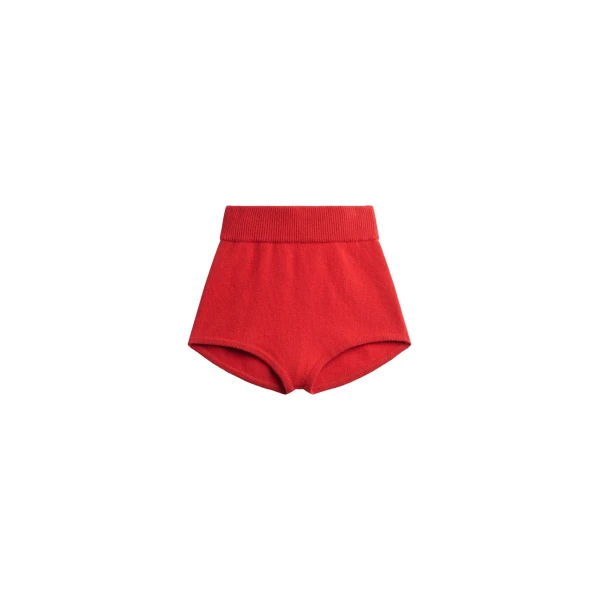 The Frankie Shop Bresica Knit Hot Pants - Red - Oversized Minimalist Shorts in Red - Shop at Coveti