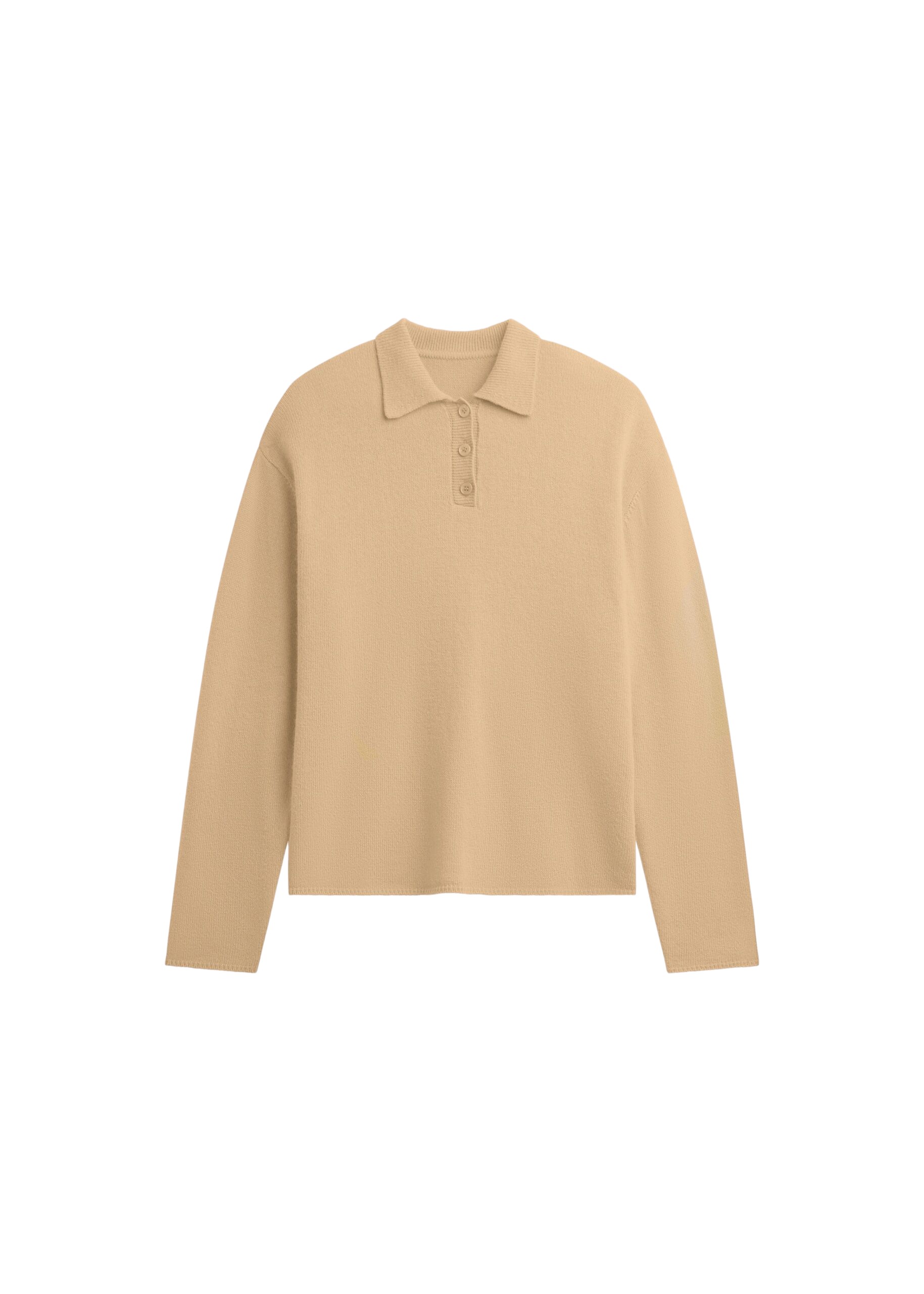 The Frankie Shop Bresica Knit Polo Sweater - Camel - Oversized Minimalist Knitwear in Beige - Shop at Coveti