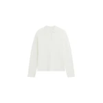 The Frankie Shop Bresica Knit Polo Sweater - Ivory - Oversized Minimalist Knitwear in Ivory - Shop at Coveti