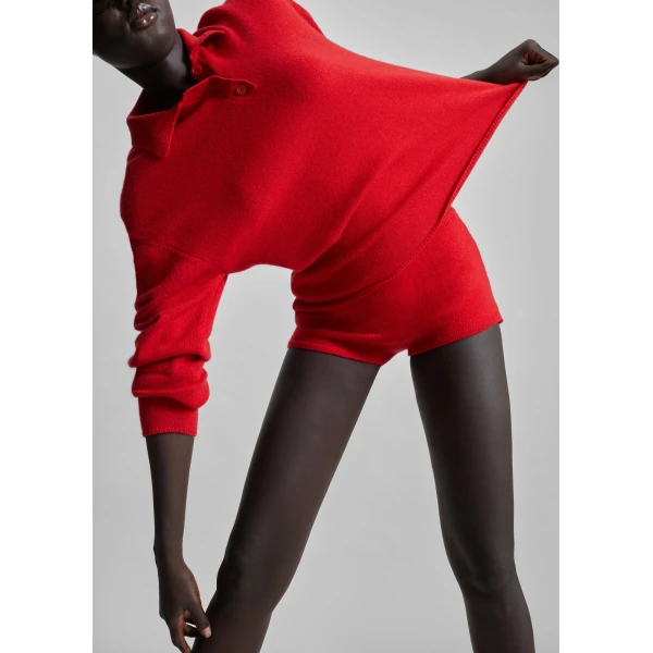 The Frankie Shop Bresica Knit Polo Sweater – Red, view 6