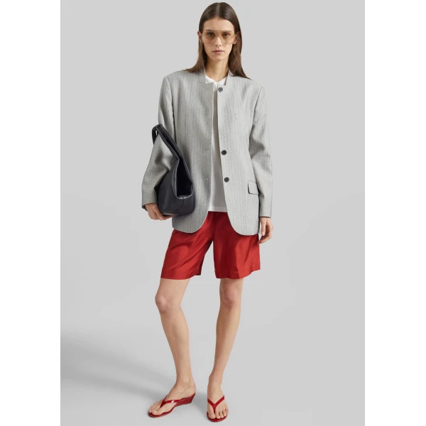The Frankie Shop Breux Collarless Padded Blazer – Grey Melange, view 2