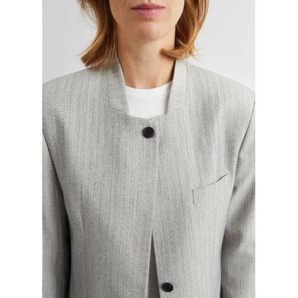 The Frankie Shop Breux Collarless Padded Blazer – Grey Melange, view 4