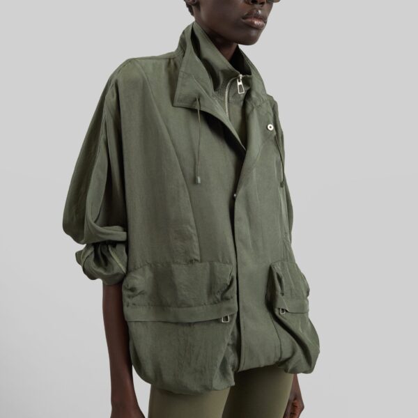 The Frankie Shop Breya Fluid Jacket - Moss Green - Oversized Minimalist Jackets in Green - Shop at Coveti