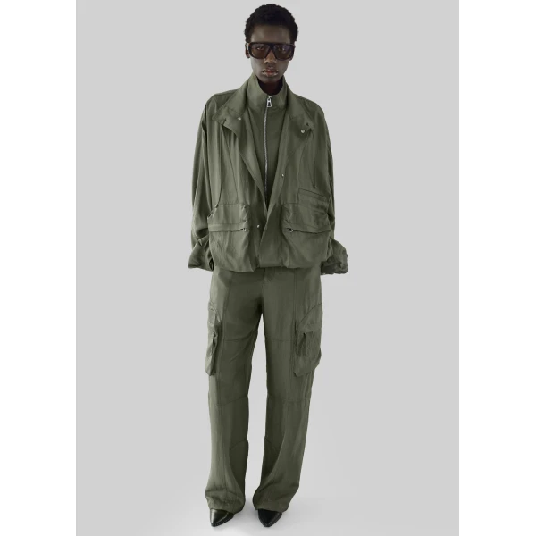 The Frankie Shop Breya Fluid Jacket – Moss Green, view 3