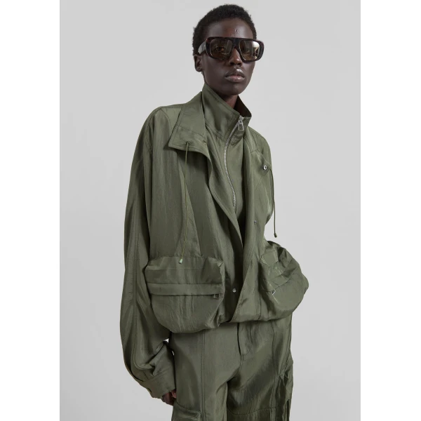 The Frankie Shop Breya Fluid Jacket – Moss Green, view 5