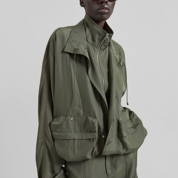 The Frankie Shop Breya Fluid Jacket - Moss Green - Oversized Minimalist Jackets in Green - Shop at Coveti
