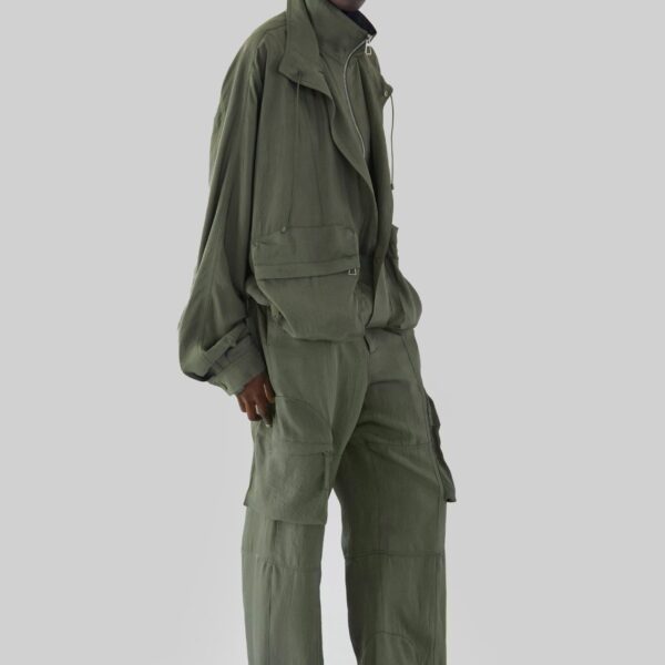 The Frankie Shop Breya Fluid Jacket - Moss Green - Oversized Minimalist Jackets in Green - Shop at Coveti