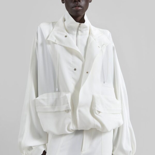 The Frankie Shop Breya Fluid Jacket - White - Oversized Minimalist Jackets in White - Shop at Coveti
