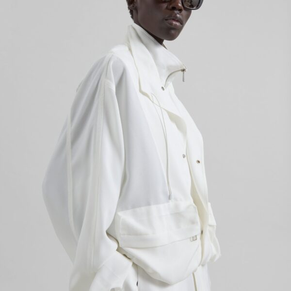 The Frankie Shop Breya Fluid Jacket - White - Oversized Minimalist Jackets in White - Shop at Coveti