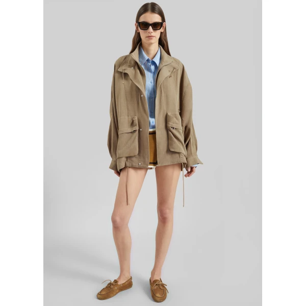 The Frankie Shop Breya Linen Fluid Jacket – Camel, view 3