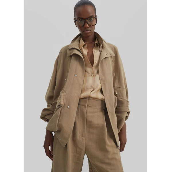 The Frankie Shop Breya Linen Fluid Jacket – Camel, view 4