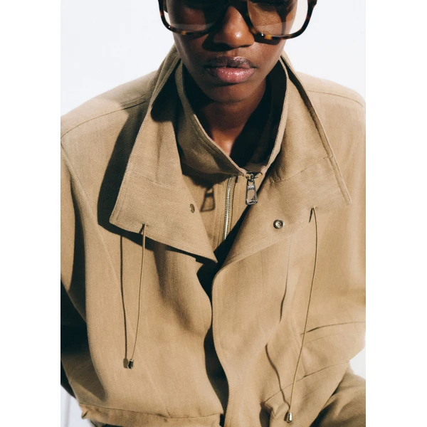 The Frankie Shop Breya Linen Fluid Jacket – Camel, view 5