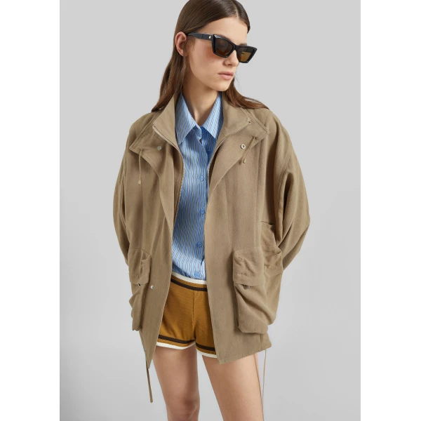 The Frankie Shop Breya Linen Fluid Jacket – Camel, view 6