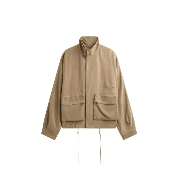 The Frankie Shop Breya Linen Fluid Jacket - Camel - Oversized Minimalist Jackets in Beige - Shop at Coveti