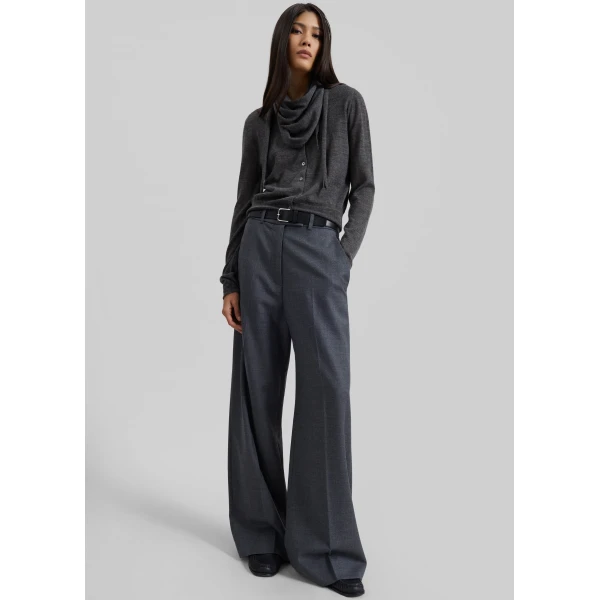 The Frankie Shop Brickell Flannel Trousers – Grey Melange, view 2