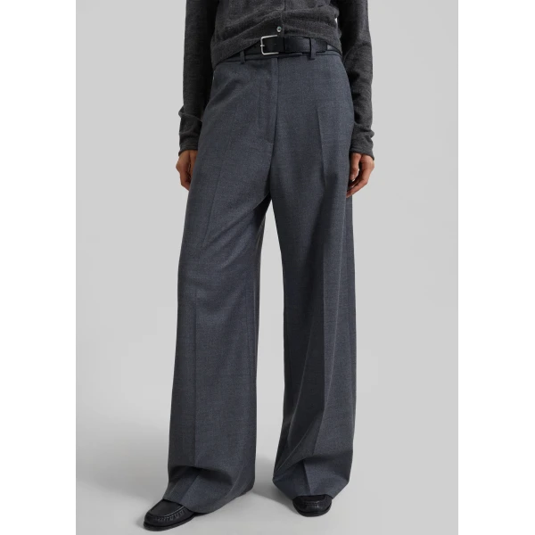 The Frankie Shop Brickell Flannel Trousers – Grey Melange, view 3