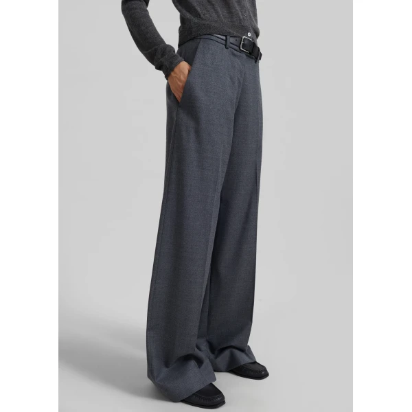 The Frankie Shop Brickell Flannel Trousers – Grey Melange, view 5