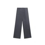 The Frankie Shop Brickell Flannel Trousers - Grey Melange - Oversized Minimalist Pants in Grey - Shop at Coveti