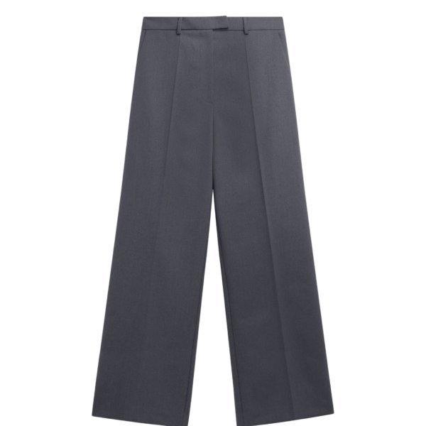 The Frankie Shop Brickell Flannel Trousers - Grey Melange - Oversized Minimalist Pants in Grey - Shop at Coveti